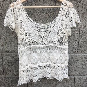 Forever 21 White Crochet Top
